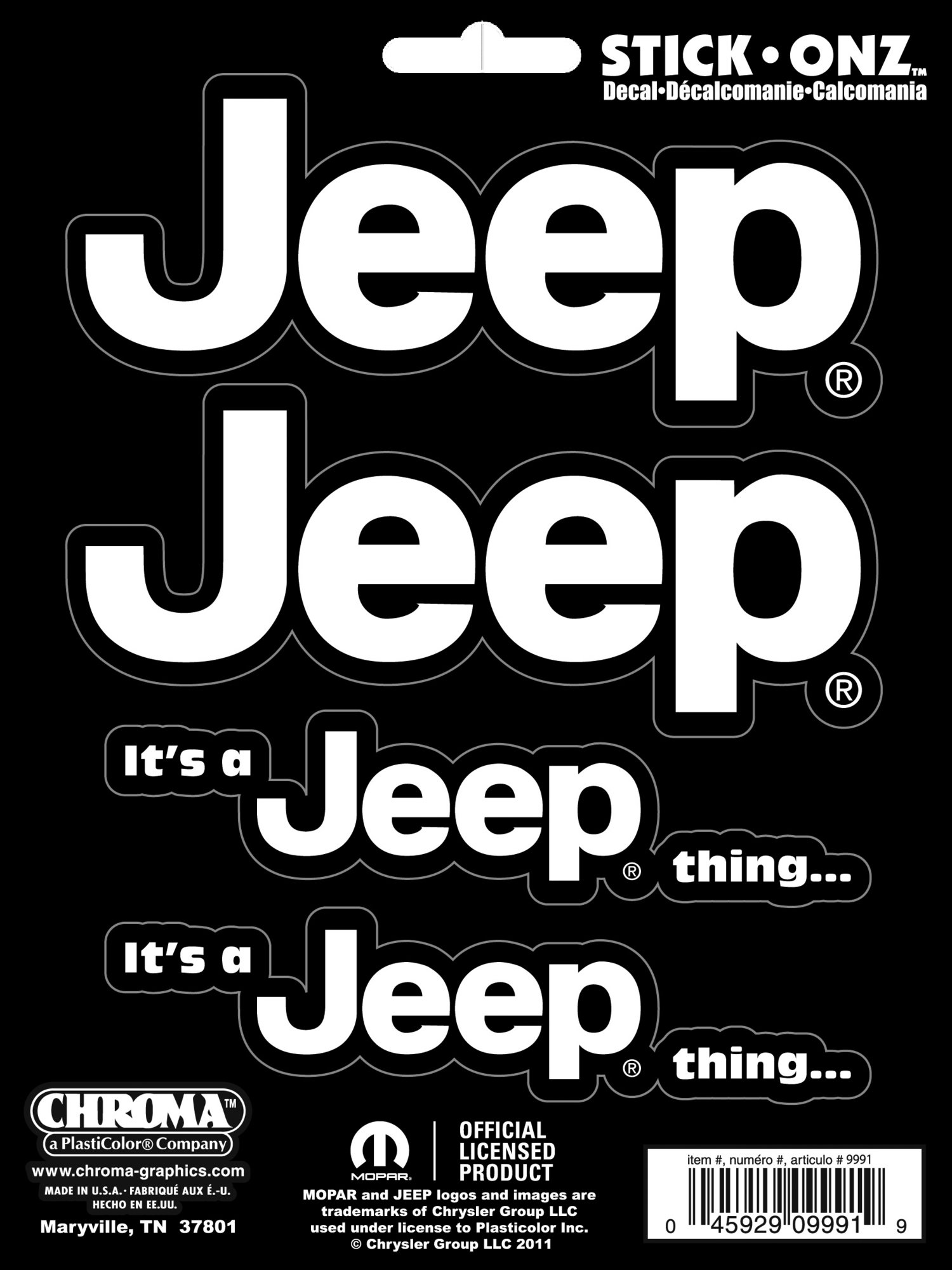 Chroma Graphics 9991 Its A Jeep Thing with Jeep Logo Decal Set Quadratec